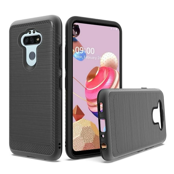 For Lg Aristo 5 Fortune 3 Tribute Monarch Slim Brushed Hybrid With Design Edged Lining - Black