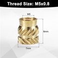 thumbnail image 2 of Uxcell 100 Paquete de Inserciones Roscas M5 de Latón, Inserciones de Calor M5x8mm, Tuercas Estriadas OD 7mm, 2 of 6