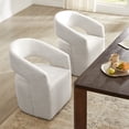 thumbnail image 3 of Spruce & Spring Barrel-Style Dining Chair with Upholstered Seat and Casters, No Assembly Required, Multi-colored Wheat Fabric, 3 of 11