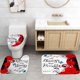 thumbnail image 5 of Juego de 4 cortinas de ducha con diseño de rosas azules reales y rocío, regalo de San Valentín, decoración elegante y romántica con flores para el baño, cortina de tela negra, alfombrilla, 5 of 7
