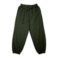 thumbnail image 6 of BRELIL Men Plus Size Harem Pants Loose Flowy Boho Lounge Trousers Drawstring Waist Vacation Casual Long Pants Solid Summer Fashion Outfits, Army Green 2XL, 6 of 6