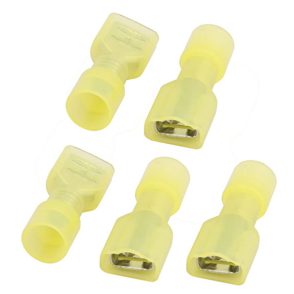 5Pcs 12-10AWG Wire Insulated 6.3mm Female Spade Crimp Terminal Connector Yellow