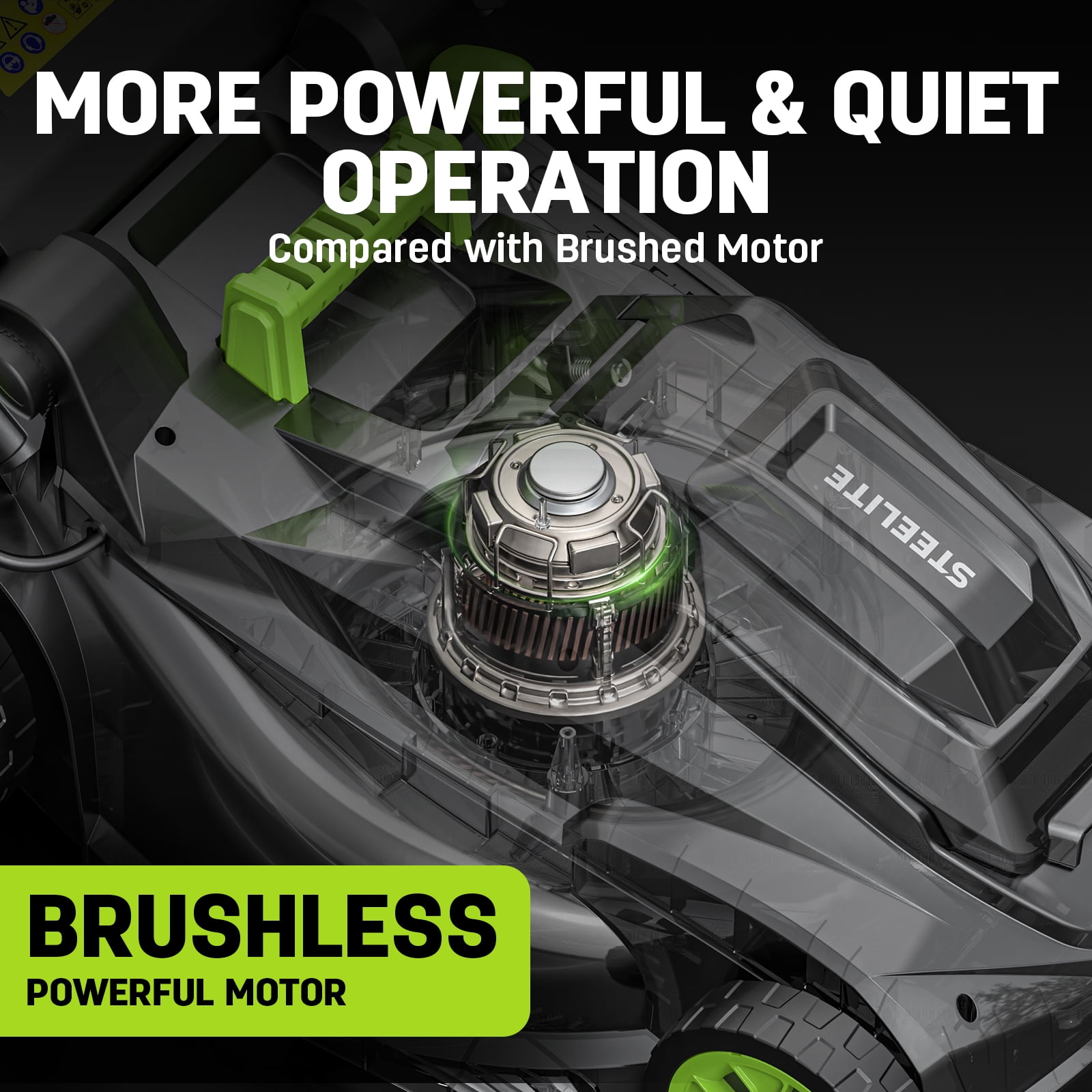 Steelite 17" Cordless Lawn Mower, 2x21V Battery Powered Walk-Behind Push Mowers,Electric Lawn Mowers with Brushless Motor, 2-in-1 Mulching & Bagging,6 Heights Adjustment, 2*4.0Ah Battery Included