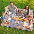 thumbnail image 7 of Colored Grid Geometry Picnic Blanket Waterproof Outdoor Beach Blanket Hand-held Pad Suitable for Travel, Camping, Beach, Family Gatherings, 7 of 7