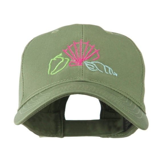Ocean Seashells Embroidered Cap - Olive OSFM
