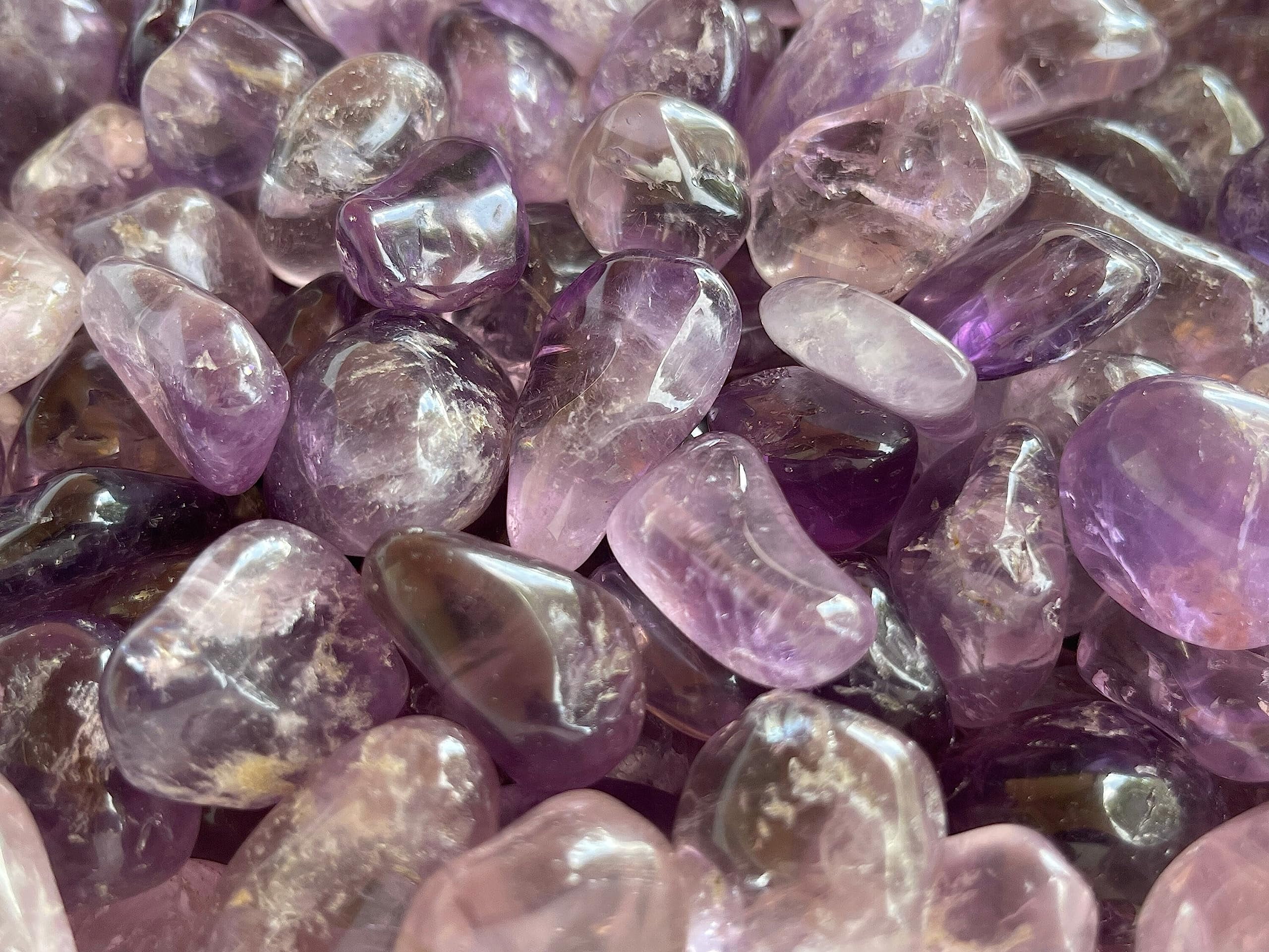 Amethyst Tumbled Stones, Polished Natural Amethyst Gemstone, Amethyst Healing Crystals (Amethyst, 0.5 Pound)
