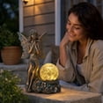thumbnail image 5 of Solar Fairy Garden Statue, Outdoor Waterproof Resin Fairy Sculpture with LED Crackle Glass Ball for Patio Yard Lawn Garden Decor, 5 of 7