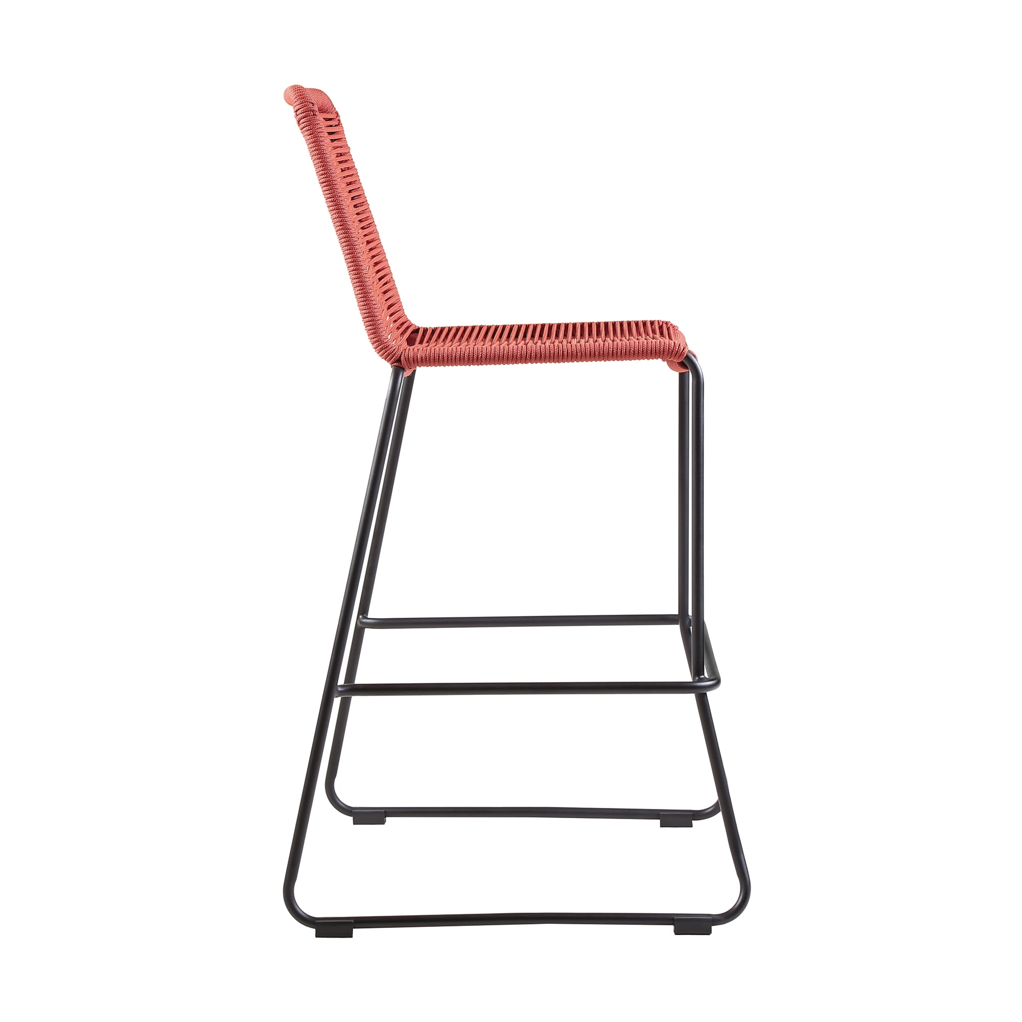 Shasta 30" Outdoor Metal and Brick Red Rope Stackable Barstool - Set of 6