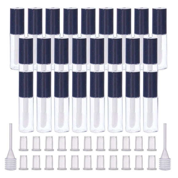 LTKJ Paquete de 25 envases de tubos de brillo de labios bastante vacíos de 1,2 ml, mini botellas transparentes de bálsamo labial recargables con inserciones de goma y 3 pipetas de transferencia para m