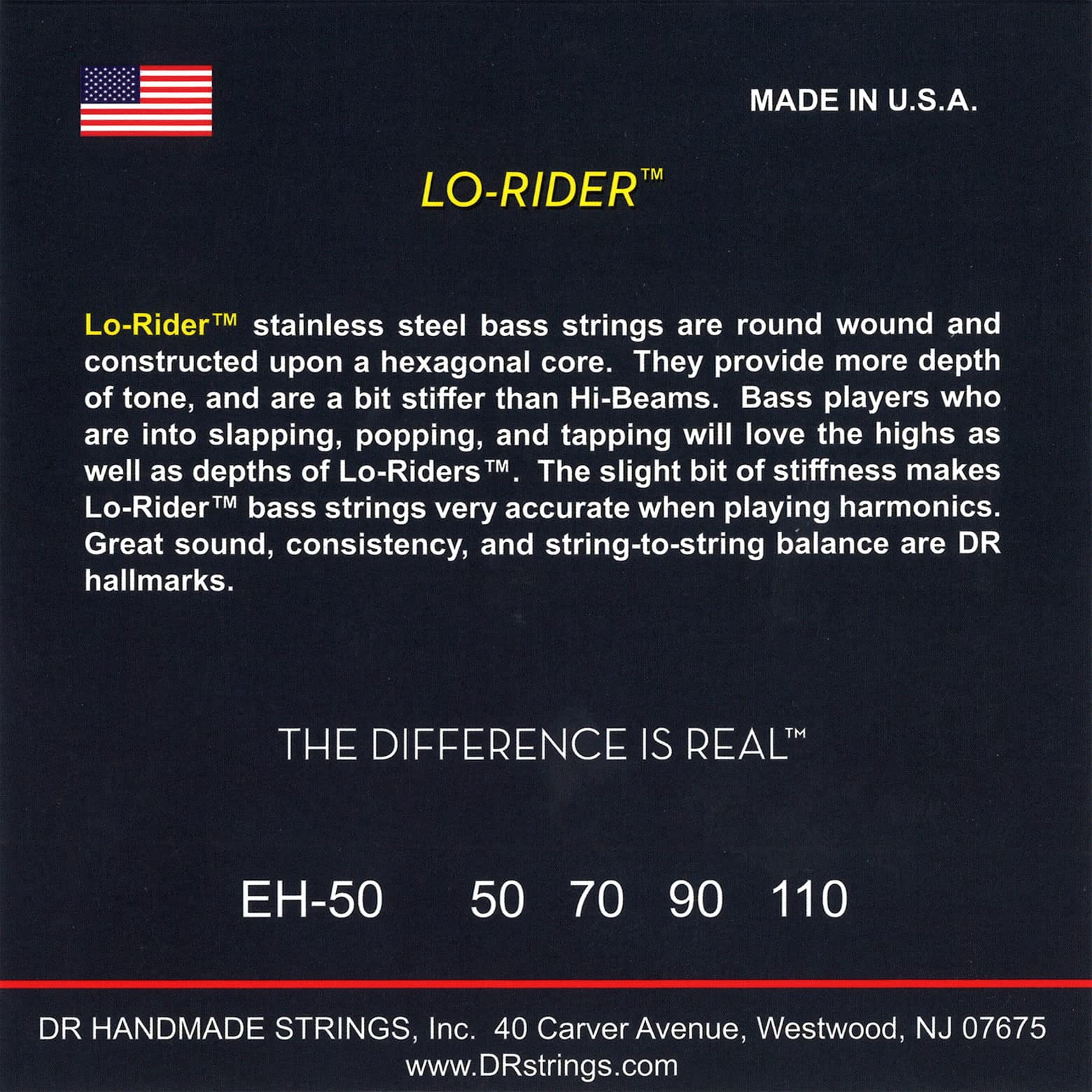 DR Strings Lo-Rider EH-50 Electric Bass Strings (50-110)