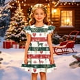 thumbnail image 3 of Grblisyd Girls Christmas Dresses School Outfits Kids A-Line Midi Casual Sundress Cute Cartoon Printed Flutter Sleeve Dress For Party, 3 of 5