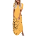 thumbnail image 1 of Offres des Fêtes Iumwxz Robe à Manches Courtes Col Rond pour Femmes Tunique Décontractée Robes Maxi Amples Robes Graphiques Florales Robes Décontractées pour Femmes Robe Délicieuse pour Costume, 1 of 6