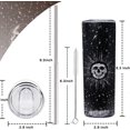 thumbnail image 6 of 20oz Sun and Moon Skull Floral Ghost Tumbler Stainless Steel Halloween Cup Psychedelic Stars Spider Vacuum Insulated Travel Coffee Mug with Splash-Proof Lid Metal Straw, 6 of 6