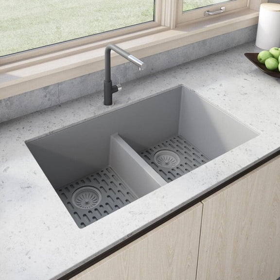 Ruvati Rvg2385 Epigranite 33" Undermount Double Basin Granite Composite Kitchen Sink -