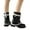 Black, variant on Womens Denim Mid Calf Fold Over Boots Wide Toe Box Lace Platform Ankle Boots Slip On Stacked Low Heel Buckle Motocycle Boots White Size 7