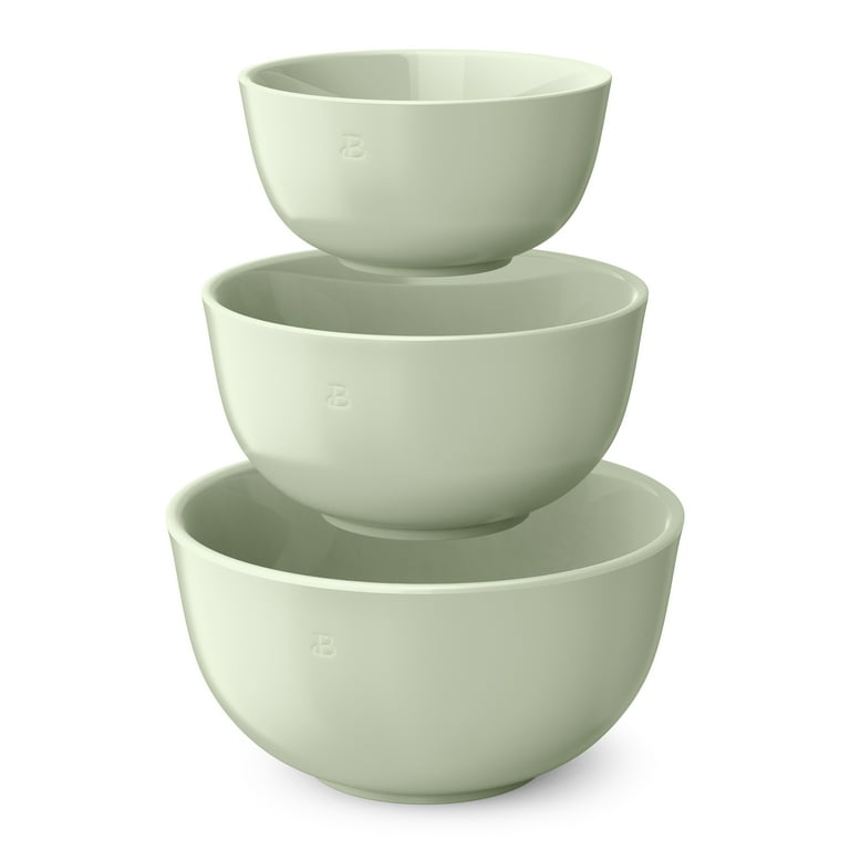 Beautiful 3-Piece Stoneware Nesting Mixing Bowl Set,Sage Green by
