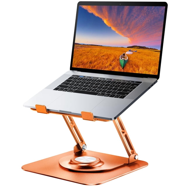 Soporte para portátil JOYEKY ajustable con base giratoria de 360°, naranja