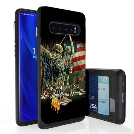 Galaxy S10 Case, PimpCase Slim Wallet Case + Dual Layer Card Holder For Samsung Galaxy S10 [NOT S10e OR S10+] (Released 2019) Bow (Best Bow Hunting Clothing 2019)
