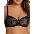 thumbnail image 2 of Deyllo Women Lace Bra Sheer Balconette Bralette See-Through Bras Embroidered Unlined Underwire Support Black Bras Clothes Size 38DD, 2 of 6