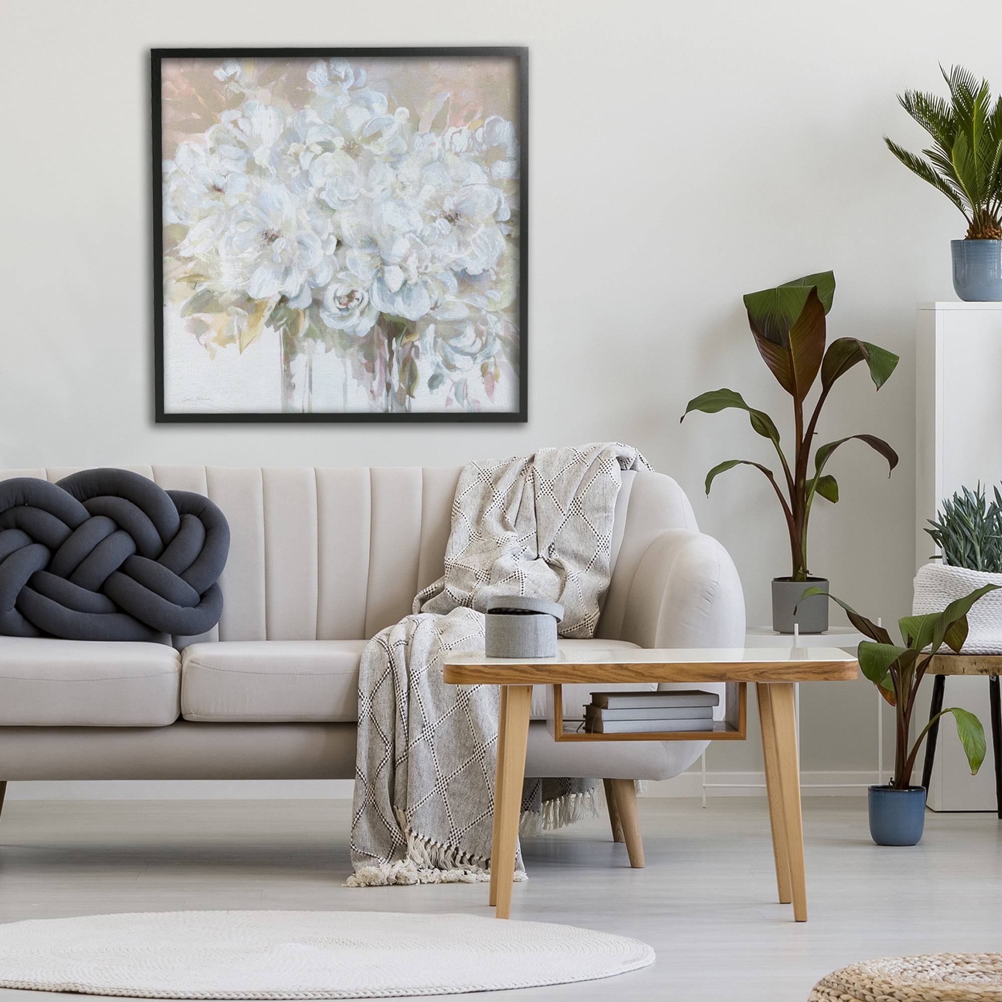 Stupell Industries Soft White Bouquet Serenity Black Framed Giclee Art, design by Carol Robinson