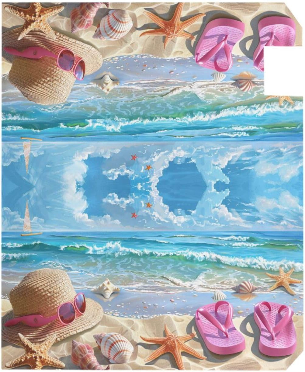 Beach Landscape Flip Flops Seashell Starfish Magnetic Mailbox Cover Summer MailWraps Garden Yard Home Decor for Outside Oversized-25.5" x20.8"\u2026