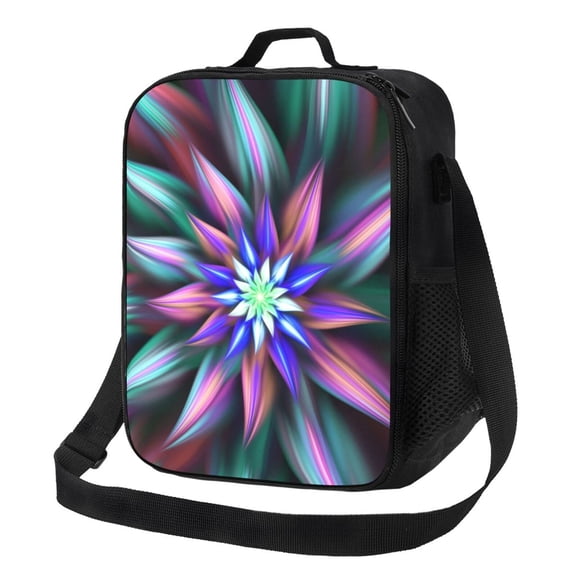 Honeii Colored Abstract Print Insulated Lunch Bag, Reusable Lunch Box for Adult, Leakproof Cooler Bag for Work Office Travel Picnic