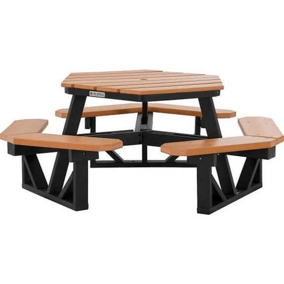 Global Industrial 271671CD 46 in. Hexagon Recycled Plastic Picnic Table, Cedar
