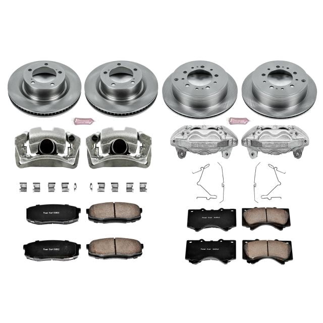 PowerStop Front and Rear Stock Replacement Brake Pad and Rotor Kit with Calipers Fits: TOYOTA Select Models KCOE2813A