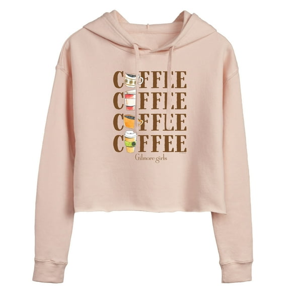 Gilmore Girls - Coffee Repeated - Juniors Cropped Long Sleeve Fleece Hoodie