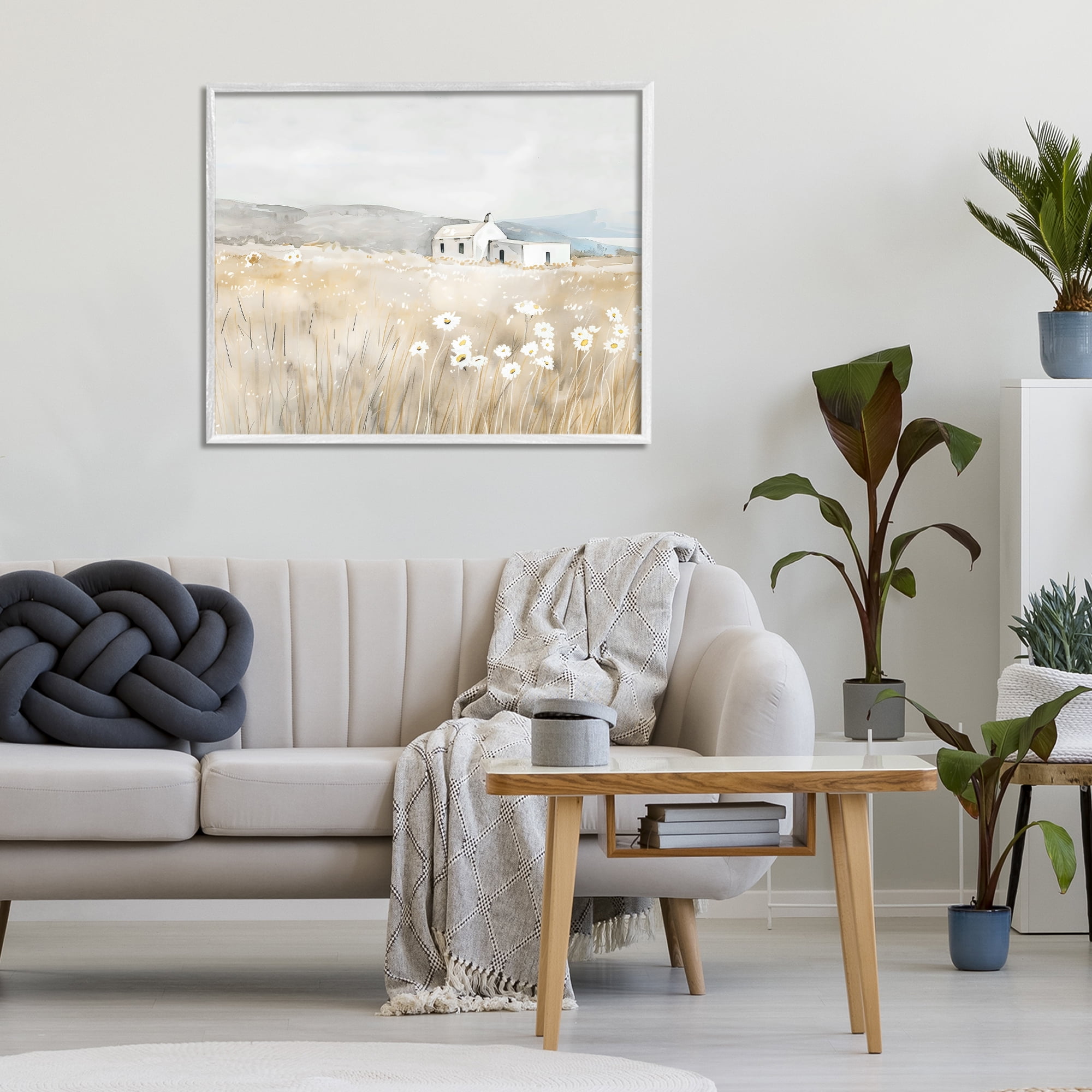 Stupell Industries Rustic Landscape Daisy Meadow White Framed Giclee Art, design by Creative Studio