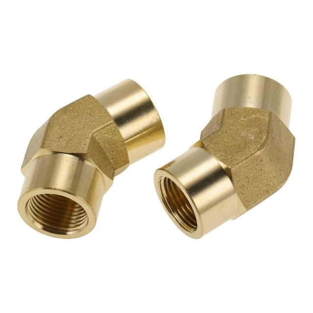 Accesorios de tubería de latón Unique Bargains 3/8" hembra doble rosca interna codo de 45 grados 1.85" 2 piezas