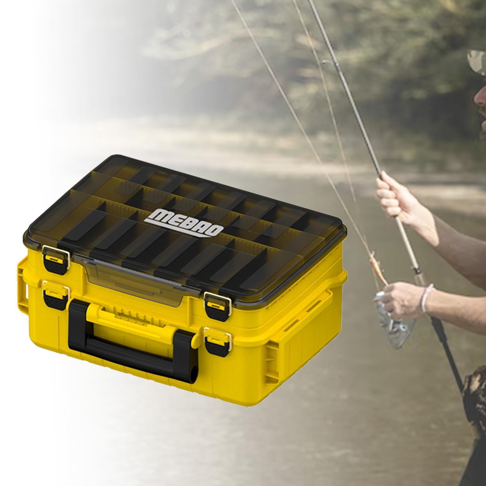Wswqop Fishing Tackle Box Container Lightweight Accessories Holder Organizer for Travel yellow