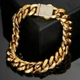 thumbnail image 6 of EOEMY 6-14mm Men Women Gold Tone Solid Stainless Steel Miami Curb Link Chain Bracelet-Gold-14mm-10.5Inch Or 26.5Cm, 6 of 7