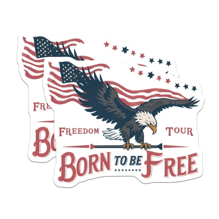 (2 Pack) Bald Eagle Magnets - American Flag Freedom Art - Born to Be Free Patriotic Decor - 5 Inches On Longest Side - Thick Durable Magnet - Made in USA - MAG21683