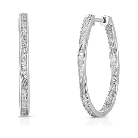 Natalia Drake 1/2 Cttw Diamond Hoop Earrings for Women for Women Rhodium Plated Silver Twisted Inside Outside