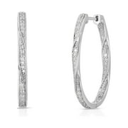 Natalia Drake 1/2 Cttw Diamond Hoop Earrings for Women Rhodium Plated Silver Twisted Inside Outside