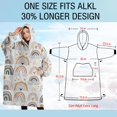 thumbnail image 4 of Oversized Wearable Blanket Hoodie,White Boho Bohemia Rainbows Suns Clouds Pattern Sherpa Blanket Hoodie with Super Pockets,Super Warm Fuzzy Pullover for Women & Men, 4 of 6