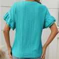 thumbnail image 5 of Annhoo Womens Summer Short Sleeve Shirts Eyelet Ruffle Crew Neck Tunic Tops Casual Trendy Vacation Basic Tees, 5 of 8
