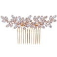 thumbnail image 3 of Miallo Gold Bridal Hair Comb with Marquise Rhinestones, Sparkling Crystal Leaf Wedding Headpiece, Decorative Hair Jewelry Set for Brides and Prom, 3 of 8