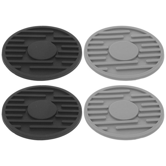 RUNROTOO 4Pcs Auto Silicone Coasters Non Slip Round Vehicle Drinks Coasters Portable Car Accessories