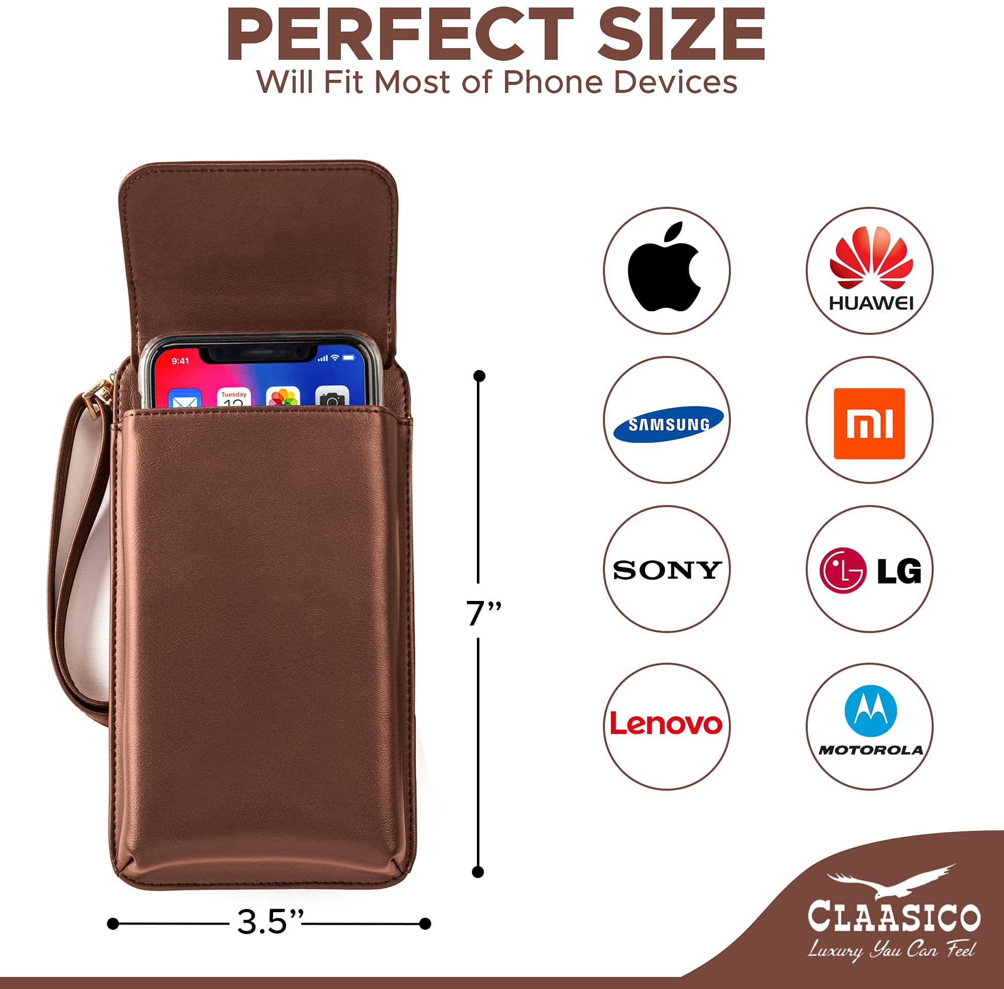 Claasico Womens Crossbody Wallet & Phone Case | iPhone/Samsung/LG Magnet Cell Pouch & Handbag
