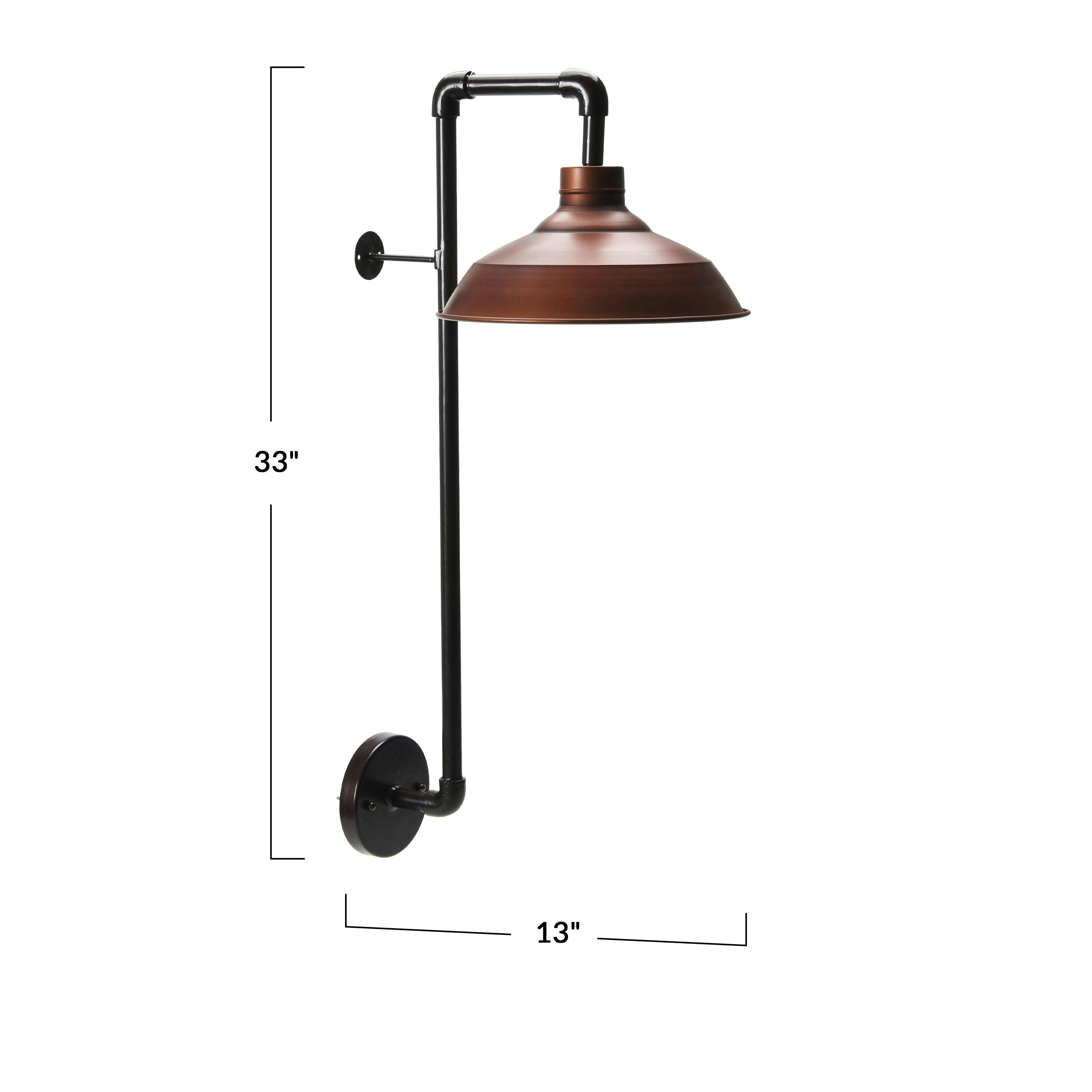 Storied Home Metal Wall Sconce with Shade - 13.0"L x 12.0"W x 33.0"H Brown Bronze