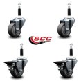 thumbnail image 2 of 3 Inch Thermo Rubber Wheel Swivel 7/8 Inch Expanding Stem Caster Set 2 Brakes, 2 of 2