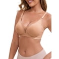 thumbnail image 4 of INSPIRE CHIC Women's Adjustable Buckled Straps Postpartum Nursing Bra V-Neck Mesh Splicing Lightweight Wireless Bras XL Pink, 4 of 5