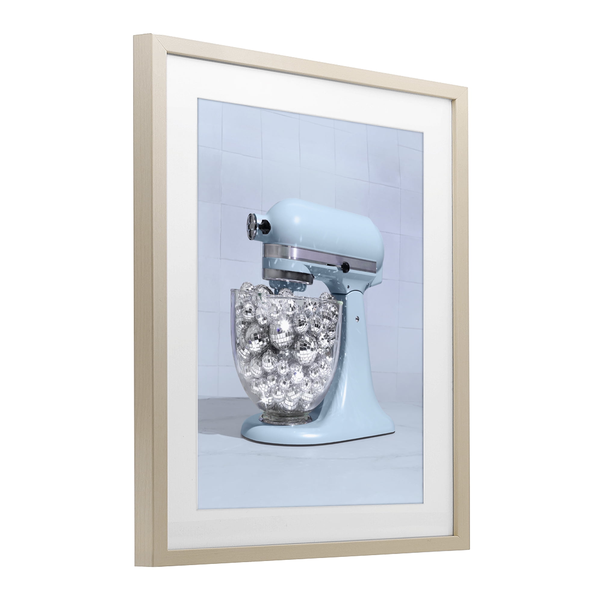 Stupell Industries Disco Kitchen Mixer over Blue Birch Framed Print Under Glass, design by LISH Creative