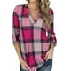 thumbnail image 1 of Camisas a Cuadros Jersey Cuello en V Manga Larga Casual Bloque de Color Moda Camisa a Cuadros Túnica para Mujer Púrpura S, 1 of 7