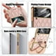 thumbnail image 2 of Funda de cuero de romboide compatible con Samsung Galaxy Z Flip 3 con anillo, carcasa protectora de galvanoplastia Aespa Afortunado Sencillez, 2 of 2