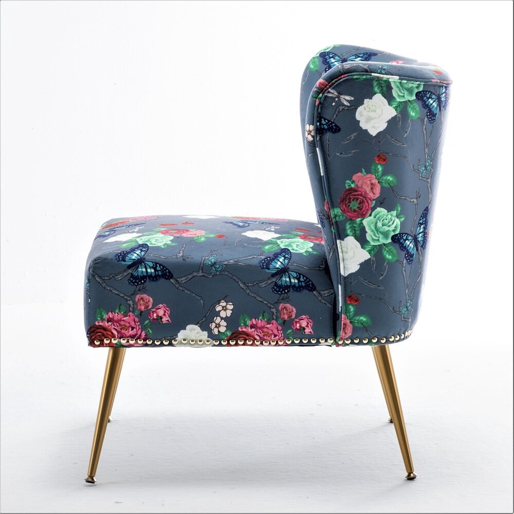 Uspridefurniture Friant 25"W Stone Blue Microfiber Upholstered Slipper Chair