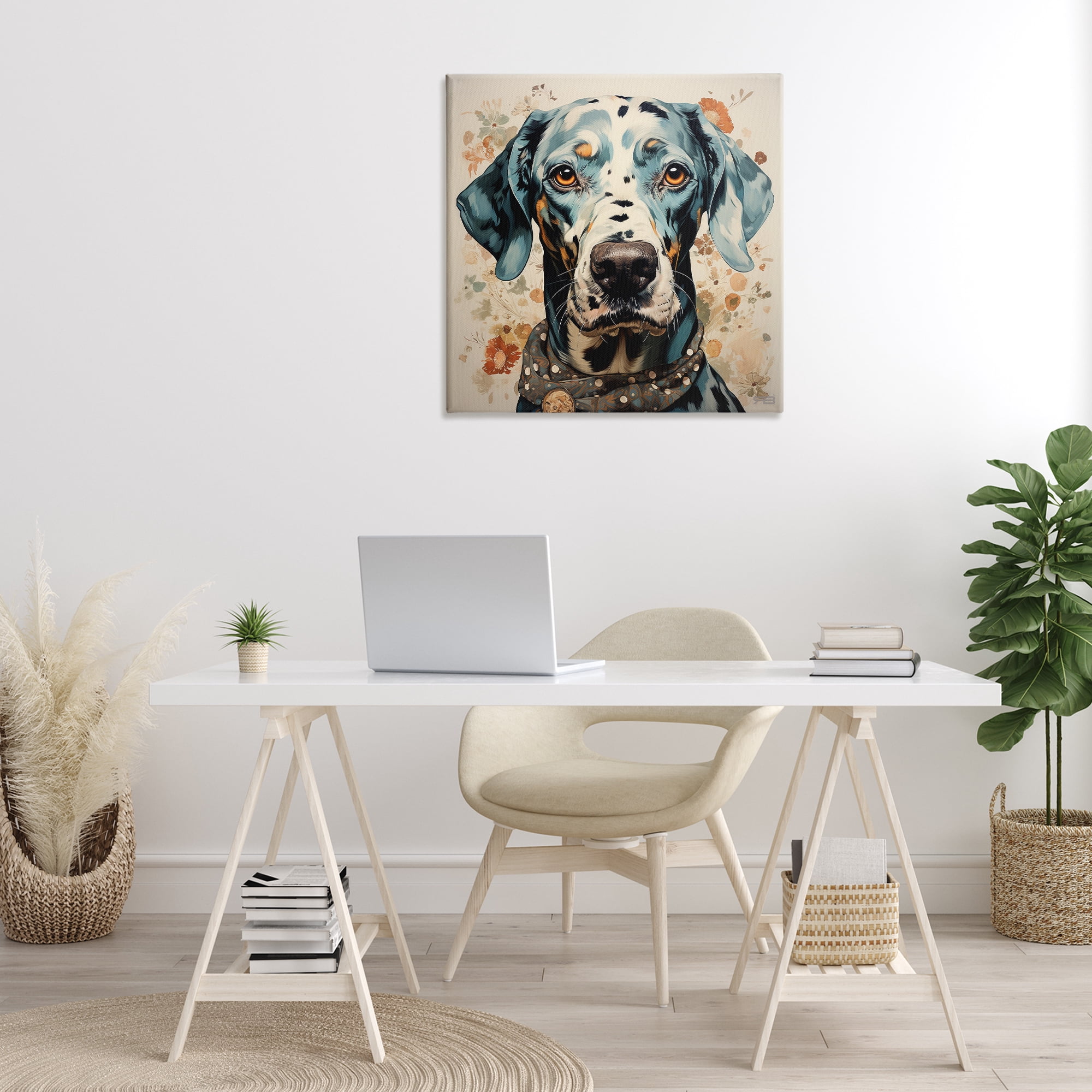 Stupell Industries Dog Portrait with Paint Splatter Animals & Insects Painting Gallery Wrapped Canvas Art Print Wall Art, 30 x 30