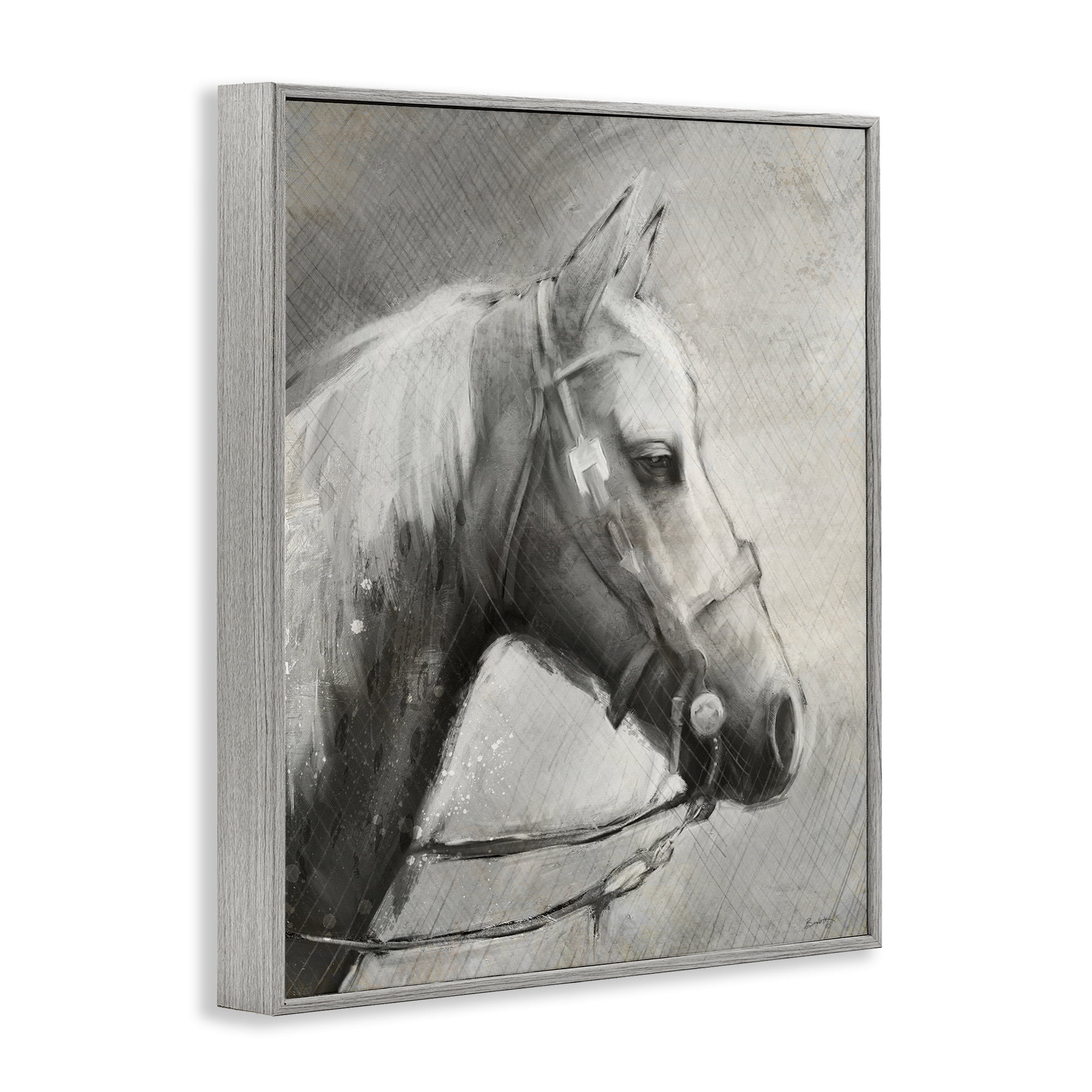Stupell Industries Modern Ranch Horse Gray Framed Giclee Art, design by Chad Barrett
